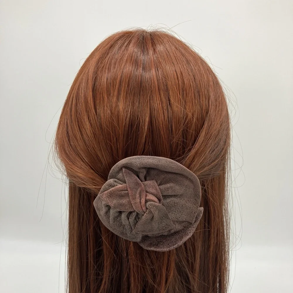Handmade Hair‎ Clip Barrette Brown Leather Boho Hippie Ren Faire Grunge Fairy